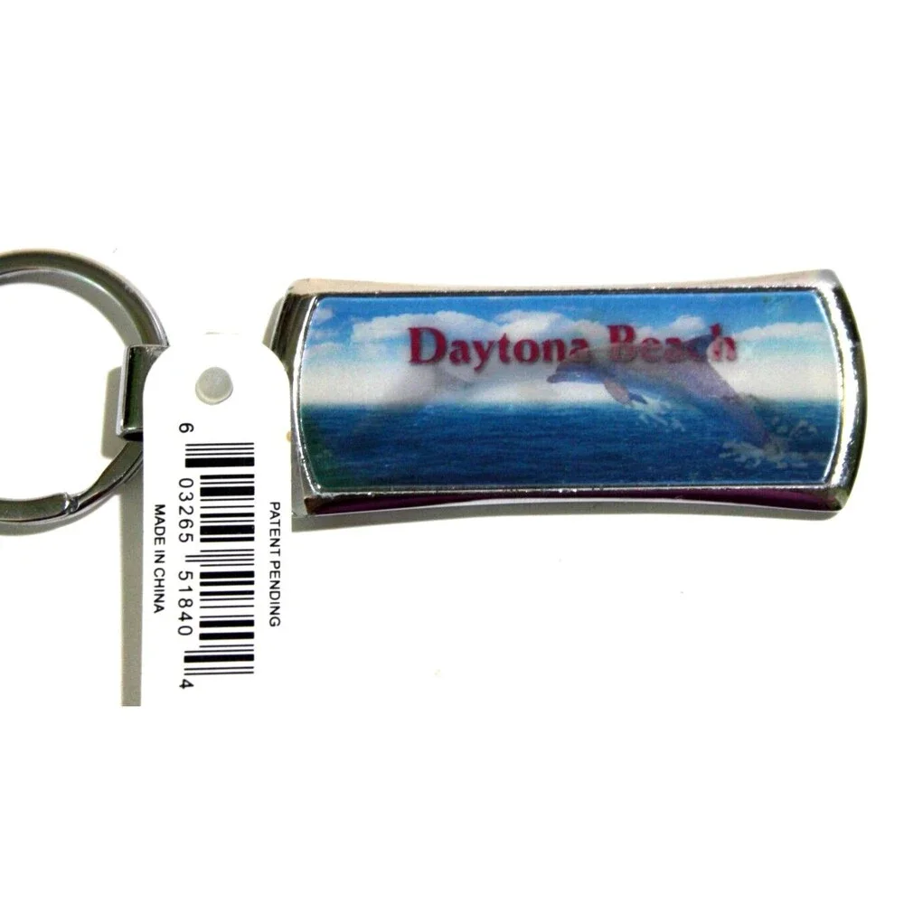 Daytona Beach Dolphin Jumping Inscribed Dad Hologram Souvenir Keychain 4